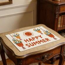 1/2/4/6/8PCS Summer Themed Placemats, 18"*12"(45*30cm), 2 Styles Happy Summer Boho Plant & Summer Bright Yellow Design, 100% Polyester Waterproof Stain Heat Resistant Machine Washable Table Mats For Home Restaurant B&B - Multicolor - View 7
