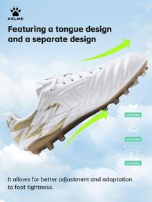 KELME 男款 MG 足球鞋，成人防滑透氣訓練鞋，學生比賽鞋 - 白金 - 查看 4