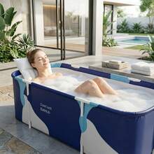 LOVEWE 55.12-Inch Long Bathtub With Air Pump, Drain Hose, Backrest And Seat Cushion. Soaking Tub, Easy-To-Assemble Foldable Bathtub, Portable Design For Outdoor Use, Patios And Small Spaces. Cold Plunge Tub/ Ice Bath Tub. - C - 查看 6