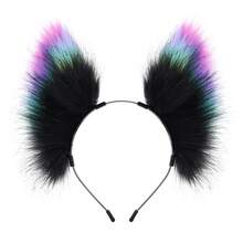 Tiara de Cabeça de Raposa Estilo Tech Colorida, Acessório de Fantasia de Pelúcia de Animal Legal, Arco de Cabelo Estilo Punk para Festa - B - Visão 11