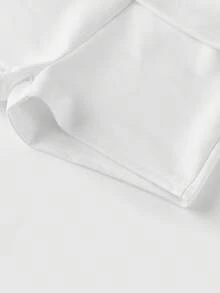 Mini Shorts For Women Low Rise Fashion Rivet Decor Decor Hot Pants Summer Fold Over Waistband Micro Shorts - 白色 - 查看 9