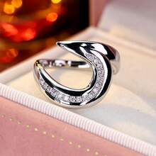 1pc Personalized Rotating Arrow Design Cubic Zirconia Inlaid Women's Ring Casual Gift - Multicolor - View 4