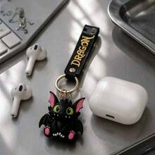 MINISO How To Train Your Dragon Black Dragon Keychain, Cute Dragon Mini Figure Bag Charm With Black Letter Strap & Metal Key Ring, Backpack Purse Accessory, Back To School Gift - Style 2 - View 4