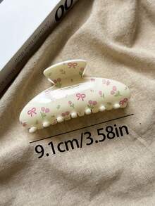 4pcs/1pc Women's 9.1cm/3.58in Flower Bow Face Plaid Pattern Yuanbao Shaped Oval Lightweight Plastic Hair Clip, Fashion Versatile Premium Elegant Elegant Minimalist Style Solid Color Hair Claw, Suitable For Daily Outings, Casual, Party, Commute, Beach Vacation, Tying Hair, Ponytail, Bun, Washing Face, Bathing, Makeup, Matching Clothes, Hair Accessory - Multicolor - View 2