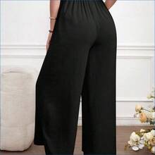HENG
 GentleRue Maternity Pantalones anchos casuales y versátiles de maternidad de unicolor con cordón ajustable en la cintura - Azul marino - Ver 3