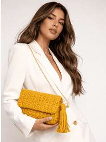 Women's Crochet Party Bag - Royal Blue - View 3