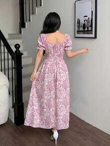 Elegant Long-Sleeved Dress With A Lace Collar And Fitted Hem, Featuring A Charming And Romantic Floral And Lace Design, Ideal For Holidays, Women's Dress - 鵝黃色 - 查看 11