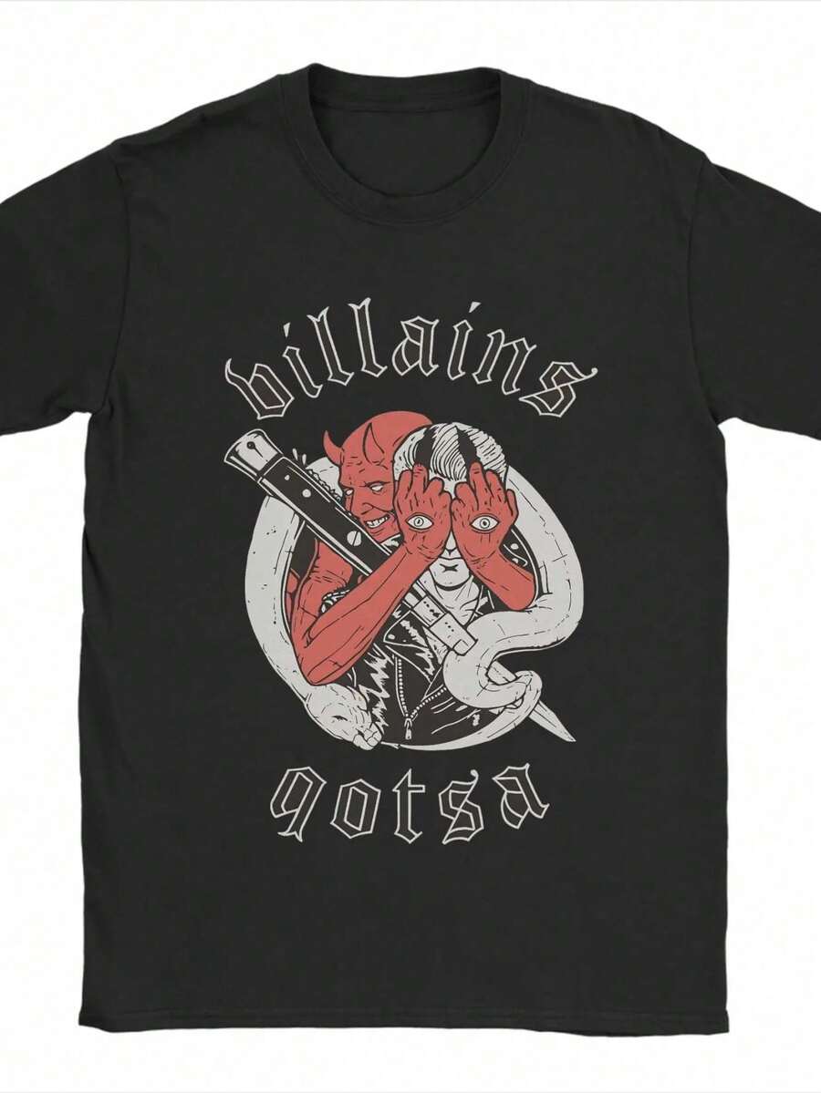 2026 Summer New Arrival [100% Cotton] Men's Queens Of The Stone Age Band T-Shirt, Vintage American Rock Music Cotton Tees, Printed Summer Tees, Oversized Tees. Loose, Casual, Fashionable, Suitable For Commuting, Daily Wear - 黑色 25 - 查看 1