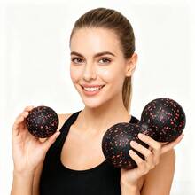 3pcs Mini Yoga Foam Roller Set - Mini Foam Roller, Muscle Massage Roller, For Post-Workout Muscle Relief, Deep Tissue Relaxation And Tension Release, Mini Foam Roller + Peanut Ball + Trigger Point Massager, Black/Blue - Multicolor - View 6