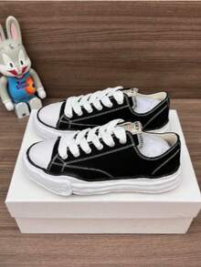 MMY Designer Collaboration Sneakers, Classic Black & White Dissolving Sole Low-Top Shoes, Aesthetic Non-Slip Durable Unisex Campus Couple Essential, Spring 2026 - Black - View 4