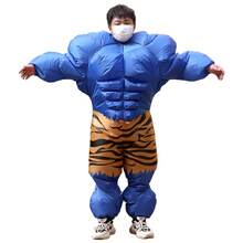 Traje inflable de hombre musculoso para adultos, disponible en rojo y azul, con dos opciones: traje de muñeco de fitness excéntrico, accesorios de broma y actuación para fiestas de Halloween - Multicolor - Ver 7