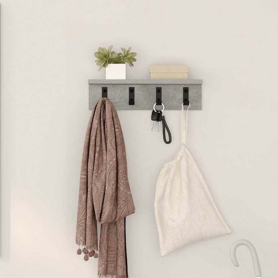 Appendiabiti a muro Grigio cemento 40 x 10,5 x 10,5 cm - Grigio - Visualizzare 1