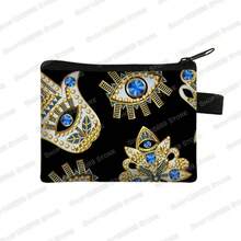 Fatima Hand Purse Turkish Blue Evil Eye Mandala Flower Money Bag Headphone ID Credit Card Key Small Wallet Gift - lqbtuerqi07g - Ver 5