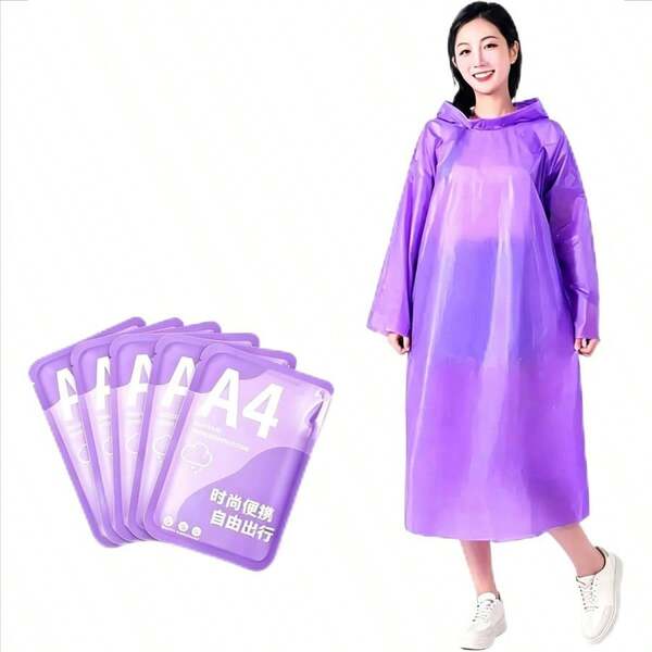 Ponchos de Lluvia Desechables Poncho de Lluvia de Emergencia con Capucha con Cordón para Adultos Viajes Camping Senderismo