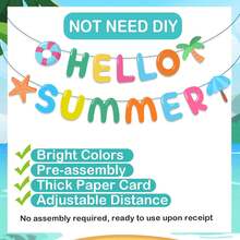 1pc Hello Summer Banner Summer Party Decoration - Multicolor - View 5