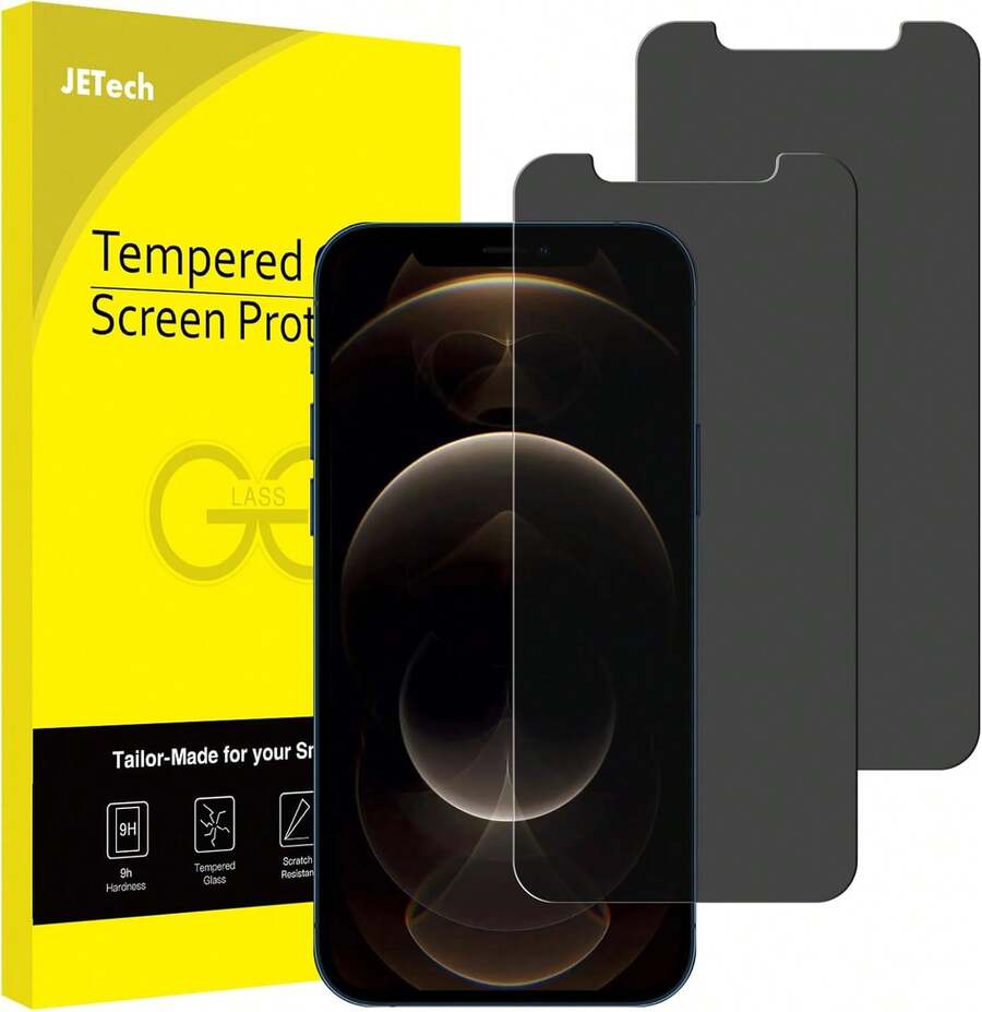 JETech Privacy Screen Protector For IPhone 12 Pro 6-Inch, Tempered Glass Screen Protector, Anti-Scratch, 2 Units ZJHO - IPhone 12 Pro Max - View 1