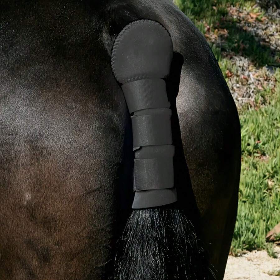 Premium Neoprene Horse Tail Guard With Adjustable Touch Fastener - Multifunctional Comfortable Tail Wrap Sleeve For Pet Horses, Durable And Tail Binding - Black - View 1