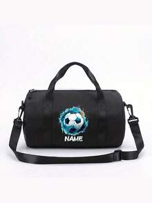 1pc Mini Customized Dance Bag, Perfect For Back To School Season. Cylindrical Design With Unique Splatter Blue And Green Soccer Print. Can Be Printed With Your Name. This Dance Bag/Sports Bag/Latin Dance Bag Is Suitable For Outdoor Travel And Gym. It Can Be Used As A Shoulder Bag Or Travel Bag, Perfect For Daily Use, And Also As A Gift For Friends And Family. - Multicolor - View 17