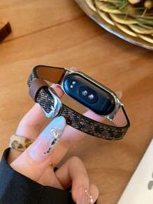 Smart Watch Band, Soft And Lightweight For Women, Compatible With Xiaomi 8/9/10, Fashionable Breathable Quick-Release Design, Elegant Luxury Feel - Dark Brown - View 4