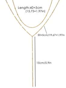 VJS 1pc Elegant Vintage Style Stainless Steel Y-Shaped Necklace, Adjustable Double Layer Exquisite Elegant Long Necklace Y-Shaped Pendant Necklace For Women Daily Wear And Party - Multicolor - View 5