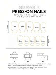 24 pezzi Unghie finte a righe di lunghezza media multicolore alla moda, punte per manicure estive eleganti e minimaliste con colore solido e sfumato, facili da applicare e rimuovere, unghie press-on riutilizzabili per viaggi, feste, eventi e vacanze - Multicolore - Visualizzare 6
