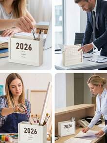 Multifunctional Desktop Organizer With 2026 Calendar Display, Space-Saving Minimalist Student Desk Storage, Sturdy Pencil Holder, Suitable For Study Room, Pen Holder, Office Desk Accessories, Home Decor, Travel Essential - Multicolor - View 11