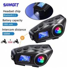 2pcs Q58 Max Motorcycle Helmet Bluetooth Intercom, IP65 Waterproof, 500m Intercom Range, Mixed Music Sharing, LCD Screen, LED Flashlight, Support Mixing, Music Sharing, EQ Sound Effects, Max 32GB TF Card, Suitable For Full-Face And Half-Face Helmets (This Product Does Not Include Memory Card) (Only Supports Communication Between The Same Model Intercom, Does Not Support Connection With Other Intercom Models) - Q58-mAX - View 2
