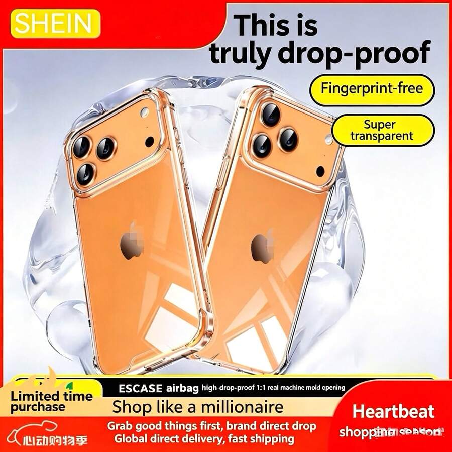 Latest Large Hole Air Cushion Liquid Silicone Phone Case, Compatible With IPhone 17e, 17 Pro Max, 17 Pro, 17 Transparent Phone Cover, Silicone Case, Shockproof Phone Case, Air Cushion Phone Case, Solid Color Phone Case, Minimalist, Fashionable, Zero Formaldehyde - Clear - View 1