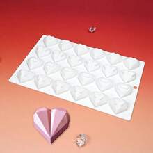 - Molde de silicona para mousse de chocolate, moldes de postres con forma de corazn y helado de 24 cavidades antiadherentes flexibles para hornear E Diamand - Diamante E - Ver 3