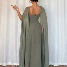 Nana's Women's Clothing Store  Vestido verde para mujer, ropa de resort elegante para primavera/verano, vestido formal con capa elegante para mujer, vestido de estilo capa para mujer - Azul - Ver 3