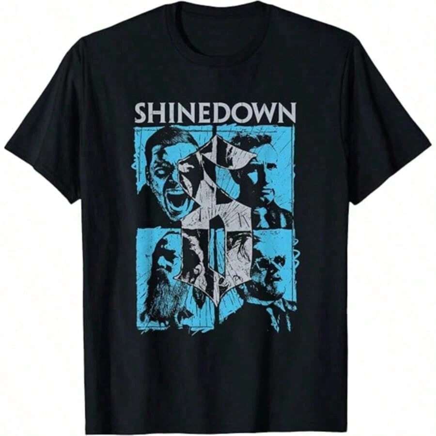 90's Vintage Era Shinedown Band Logo Shinedown Shirt 2026 Tour Concert Shinedown Shirt Gift For Fans Y2K Casual Printed Short Sleeve For Spring NL8Y - 黑色 - 查看 1