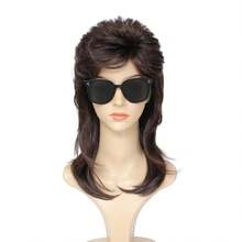 Airhostess Mullet Wig For Women, 80s Costume, Fancy Party Accessory, Cosplay Wig (Dark Brown) - ColorD - View 3