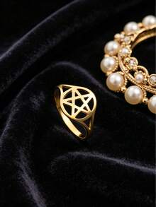 1pc Fashion Hollow Out Star Detail Single Ring For Women For Daily Decoration, Stainless Steel Jewelry - Silver - View 3