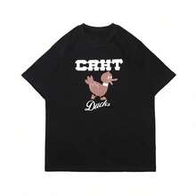 1 Piece Of Custom American Style Short Sleeve T-Shirt For Men And Women, Summer Couple Clothing, High-End Niche Brand, 180g 100% Cotton. - 黑色 5 - 查看 1