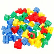 Nut And Bolt Set, Children's Fine Motor Skills Training Educational Toy, Shape And Color Matching Toy, Children's Building Game, Building Block Combination, Colorful Screw And Nut Combination Toy, Used To Develop Children's Hands-On Ability And Thinking Ability. Color And Style Random - Multicolor - View 7
