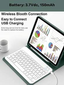 这款键盘保护套兼容 iPad (A16) 11 英寸第 11 代 (2025)，也适用于 iPad 10.2 英寸第 9/8/7 代、iPad Air 4/5/6、10.9/11 英寸以及 iPad Pro 11。支持自动睡眠/唤醒功能，配备可拆卸无线蓝牙键盘、内置 150mAh 电池、纤薄支架设计，并带有触控笔插槽 - 绿色 - 墨綠色 - 查看 9