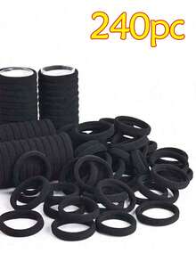 50/100/200 Pcs/Set Fashionable Minimalist Black Basic 4cm/1.57 Inch Solid Color Elastic Hair Bands, Suitable For Women And Girls Casual Wear, Hair Ties, Hair Ropes Ponytail - Multicolor - View 19