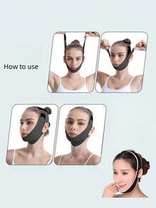 1 Stück Damen Geschenk Gesichts-Schönheitsband - Straffende und festigende Gesichtsmaske für Nasolabialfalten und Hängung, nahtlose elastische Gesichtsformmaske, unverzichtbares Hautpflegeprodukt für zu Hause, verstellbare atmungsaktive Gesichtsmaske - wiederverwendbares Gesichtswerkzeug, geeignet für Frauen und Männer - Kinnstütze, für Schlaf, Sport und Yoga, leicht, atmungsaktiv und faltenfrei, Y2k Hautpflege Gothic Stil Reise-Essential - Schwarz - Übersicht 5