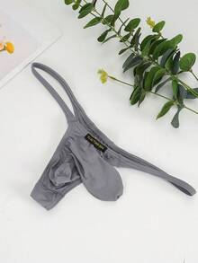 3-Pack Men's Big Pouch G-String Sexy Breathable Y-Back Thong Underwear Low Rise Sexy Thong Underwear Bulge Pouch Lingerie - 灰色 - 查看 2