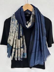 1pc Lightweight Beach Accessories Four-Season Scarf/Shawl/Beach Cover-Up Featuring Small Flower Patterns, As Headscarf For - Olive Green - View 5