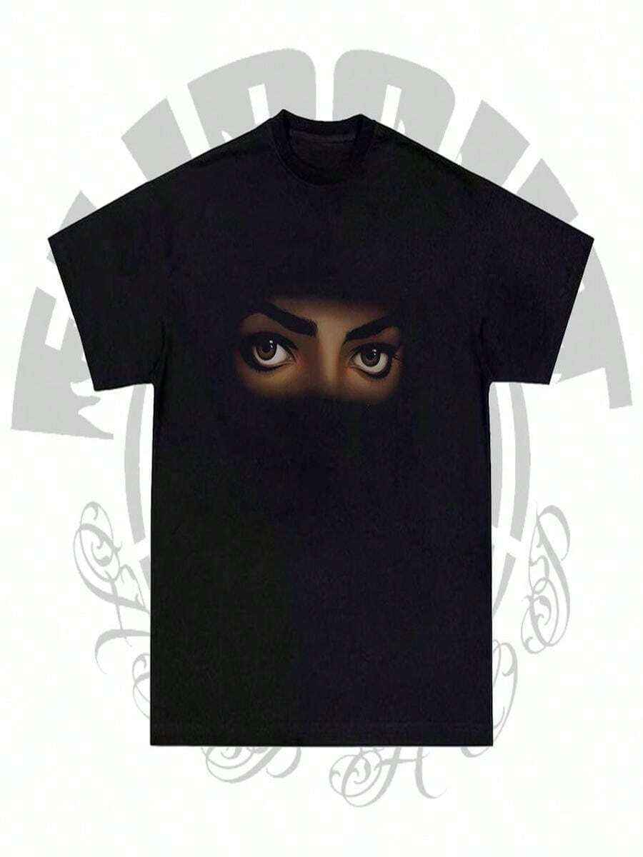 NewSummerMichaelJacksonPortraitPrintShortSleevedRetroTShirtHighendLuxuryUnisexStyleBothofMenandWomen(13) - 黑色 - 查看 1