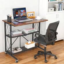 Dreistufiger, klappbarer Schreibtisch mit Rollen, 80 cm breites Regal, freistehendes Drahtregal, Organizer-Regal ohne Montage für Arbeitszimmer, Küche, Wohnzimmer, Balkon - A - Übersicht 6