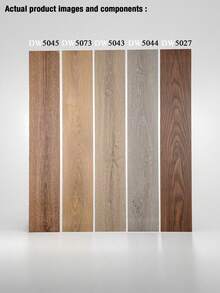 1 Pack 2pcs Wood Grain Self-Adhesive PVC Flooring, Formaldehyde-Free, Self-Laid Plastic Flooring For Concrete Floor, Living Room And Bedroom - DW5052 - View 2