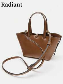 Bolso de mano tipo cesta mini, bolso de hombro/bandolera versátil, elegante y sencillo, adecuado para ir al trabajo, ir de compras, citas y salidas casuales - Marrón - Ver 2