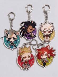 1/5pcs GACHIAKUTA Anime Character Acrylic Keychain, Cat Zanka Nijiku/Rudo/Enjin/Riyo/Jabber Japanese Text Bag Charm, Cute Keychain Accessory - Style B - View 3