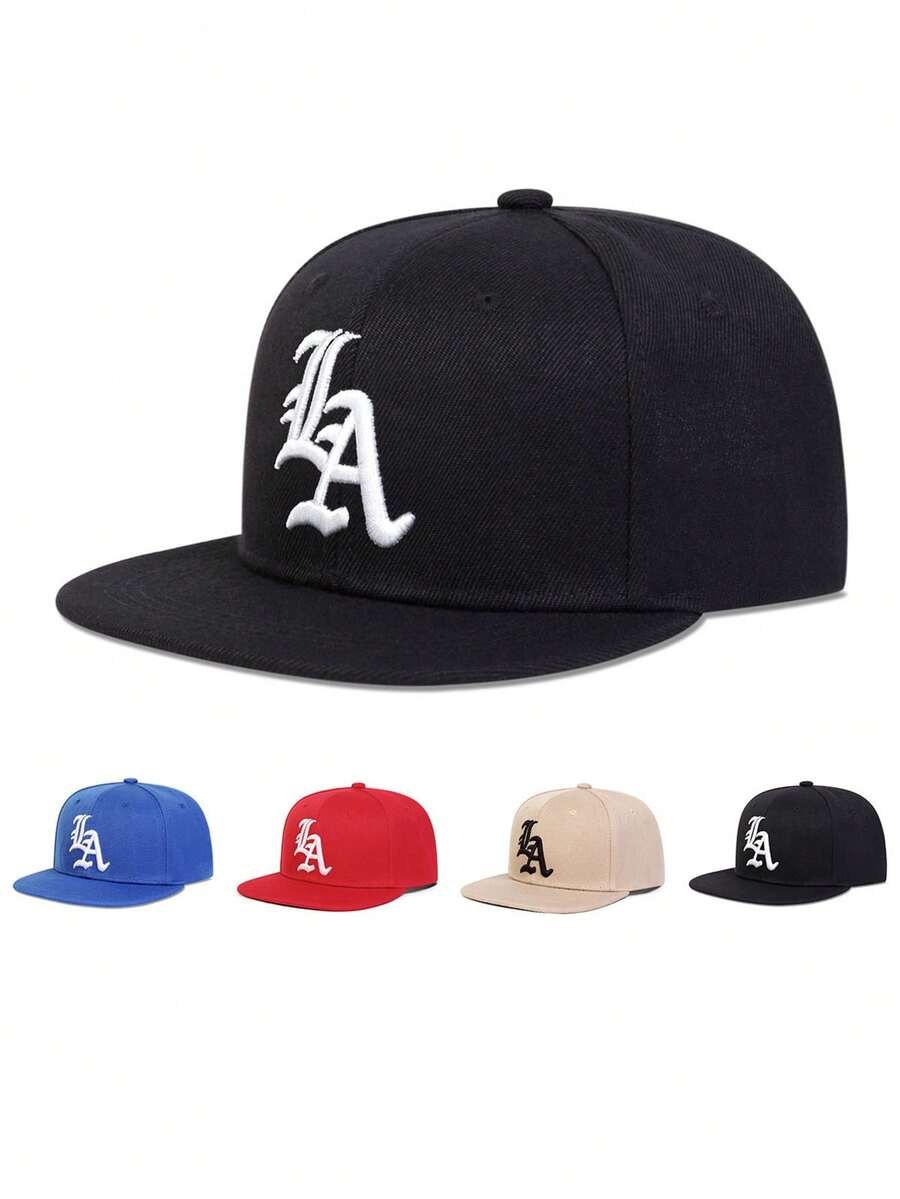 1pc Men's A Los Angeles NY Dodgers Adjustable Sun Protection Baseball Cap Embroidered Letter Hat - LA Flat Edge - View 1