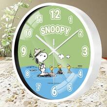 MINISO Peanuts Snoopy 露營圖案壁鐘，靜音無滴答石英鐘，圓形裝飾掛鐘，適用於居家臥室客廳辦公室牆面藝術裝飾，Snoopy 粉絲理想禮物 - 白色的 - 查看 8