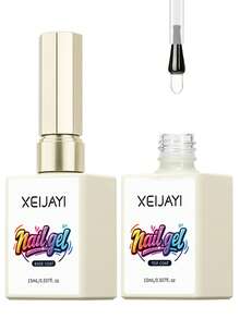 2件組 15ml 玻璃瓶長效透明橡膠底膠 LED/UV 強化指甲高光澤封層凝膠指甲油 - 底膠+免洗封層 - 查看 7