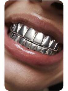 UBGICIG Grillz - Juego de parrillas dentales para tus dientes de diamante, dientes Grillz para hombres, vampiros falsos de Halloween - Corazón dorado - Ver 9