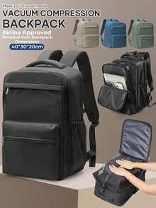 Mochila de viaje unisex de gran capacidad con compresión al vacío, bolso de hombro, bolsa de almacenamiento multifuncional con compresión al vacío, mochila práctica de gran almacenamiento casual & de negocios para estudiantes, múltiples compartimentos y bolsillos para un almacenamiento clasificado y ordenado. - Multicolor - Ver 1